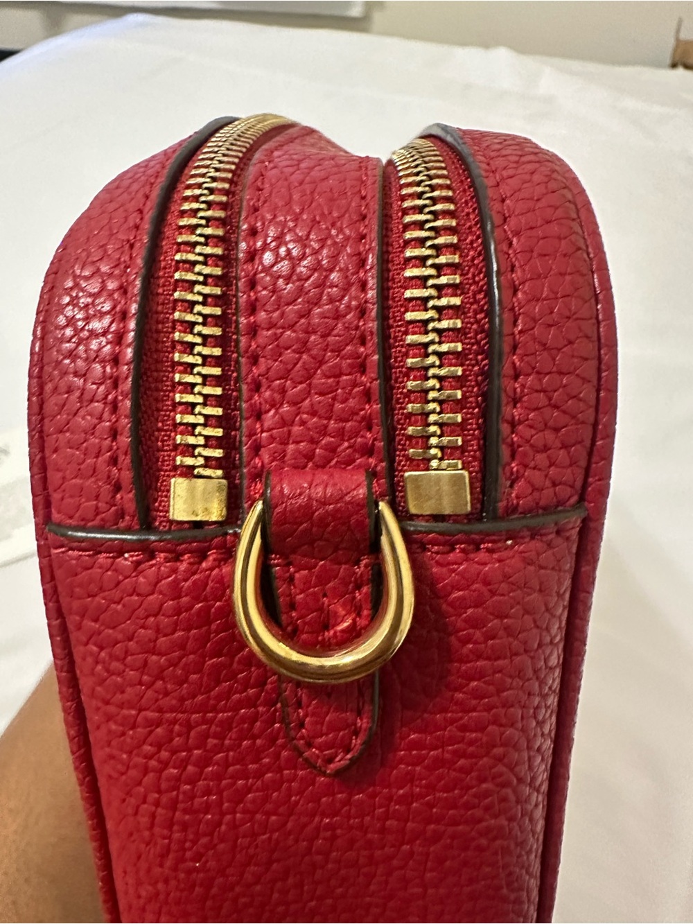 Lauren Ralph Lauren Red Leather Crossbody Camera Bag RL Logo - Picture 6 of 13